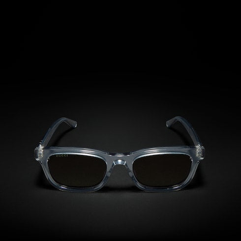 Rectangular-frame sunglasses - transparent grey