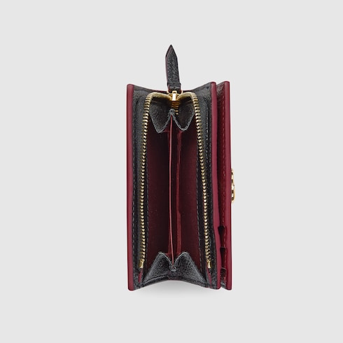 Bi-color GG Marmont small wallet - black and red leather