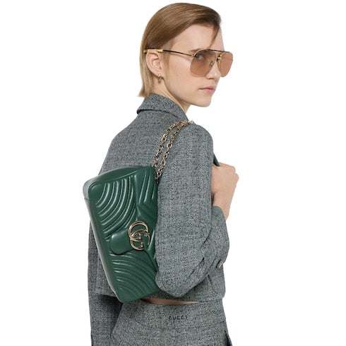GG Marmont medium shoulder bag - green leather