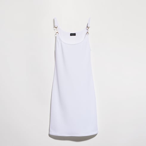 Viscose crêpe jersey dress with Horsebit - white