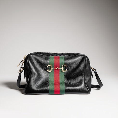 Gucci Horsebit Web small camera bag - black leather