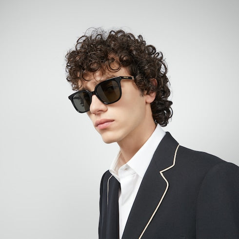 Square-framed sunglasses - black acetate