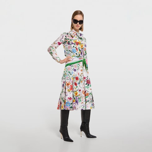 Printed silk twill diamond scarf - multicolor