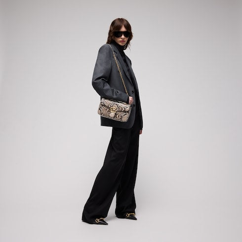 GG Marmont python medium shoulder bag - natural