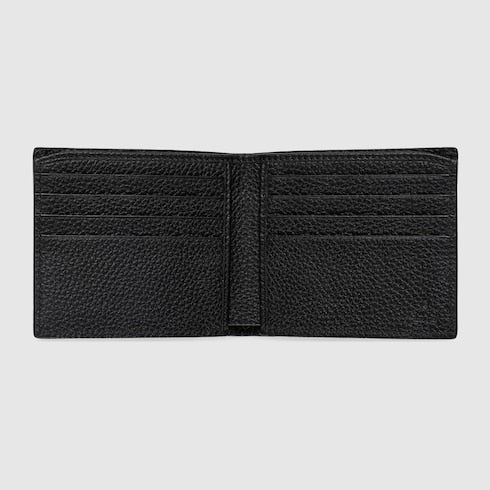 Bi-fold wallet with Gucci logo - black leather