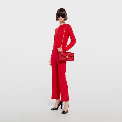 GG Marmont medium shoulder bag - red leather