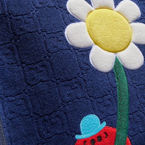 Children's GG tote bag with embroidery - dark blue GG terrycloth