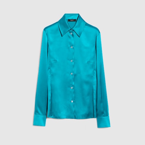 Silk satin shirt - turquoise