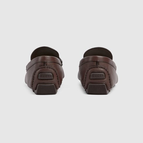 Men's driver with Web detail - dark brown leather