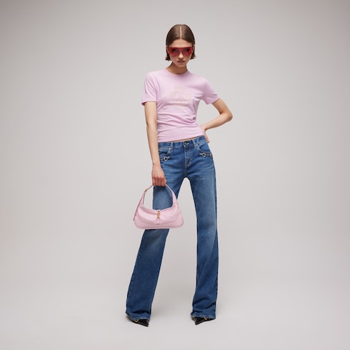 Jackie Slim medium shoulder bag - light pink leather