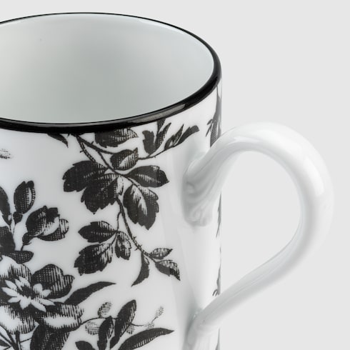 Herbarium mug - black and white porcelain