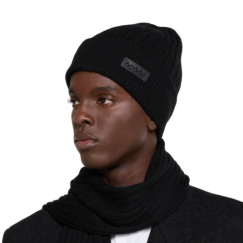 Wool hat with logo - black