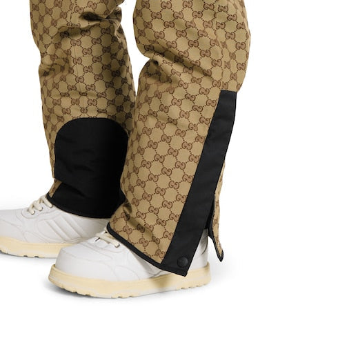 GG technical fabric jacquard pants - beige and dark brown