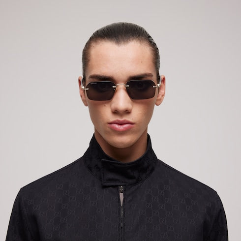 Rectangular-frame sunglasses - gold metal