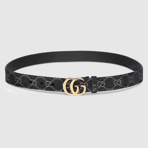 GG Marmont belt - black GG denim