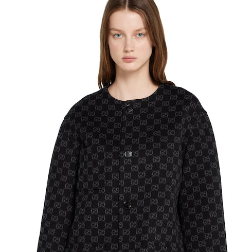 Reversible wool silk jacket - black and grey