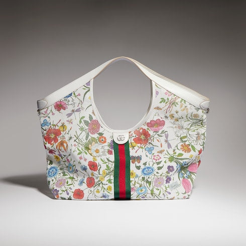 Gucci Giglio Flora large tote bag - white and multicolor Flora net