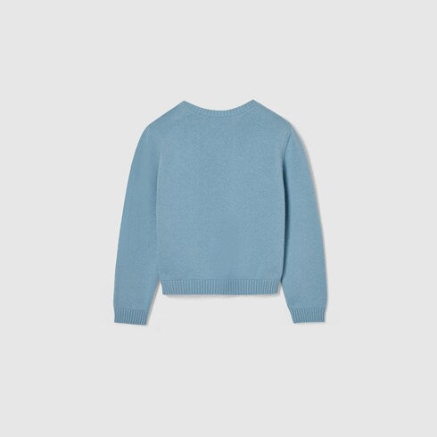 Baby cotton sweater with embroidery - light blue