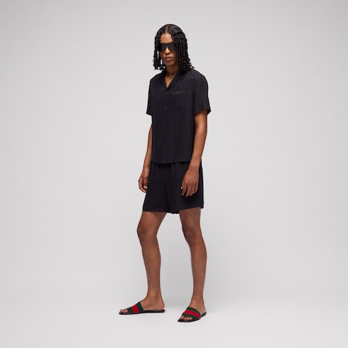 GG silk jacquard shorts - dark blue