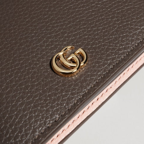 Bi-color GG Marmont small wallet - dark taupe leather