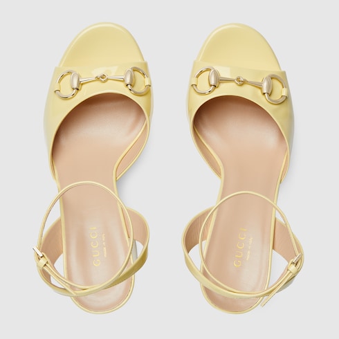 Women's Horsebit platform sandal - yellow patent leather