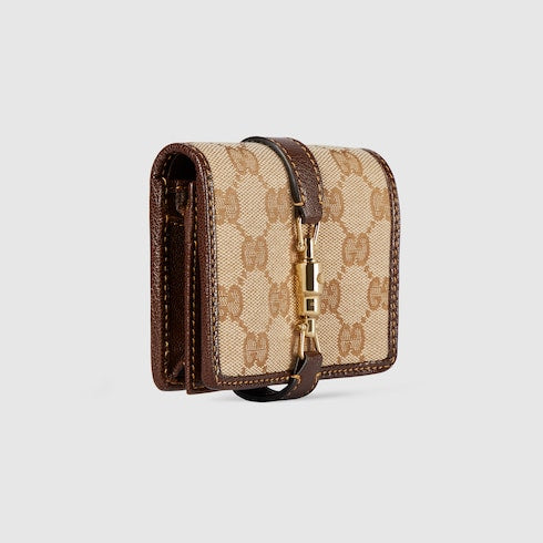 Gucci Jackie medium wallet - sand and brown GG canvas