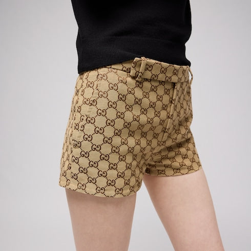 GG canvas short - camel and ebony