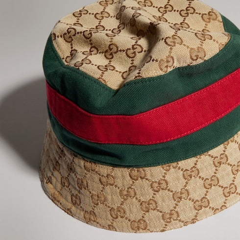bucket hat with Web - GG cotton canvas