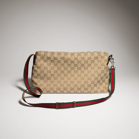 Gucci Tag medium crossbody bag - sand and brown GG canvas