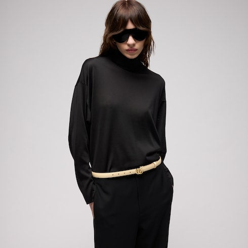 GG Marmont thin belt - light yellow leather