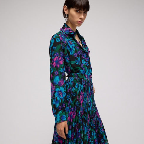 Printed silk crêpe de chine shirt - multicolor