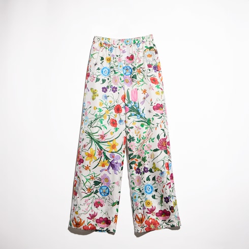 Printed silk twill pants - multicolor