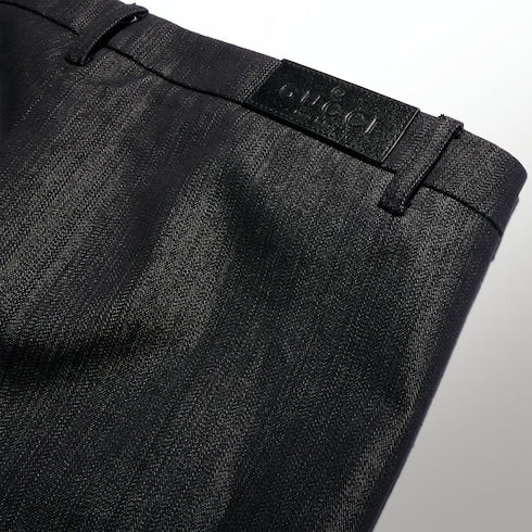 Cotton blend denim pants - black