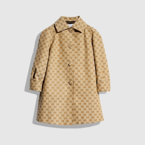 Children's GG canvas coat - sand and brown
