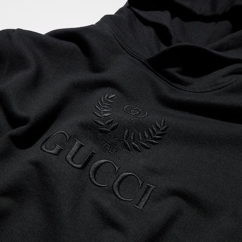 Cashmere jersey sweatshirt with embroidery - black