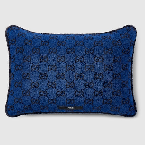 GG cotton rectangular cushion - blue GG cotton