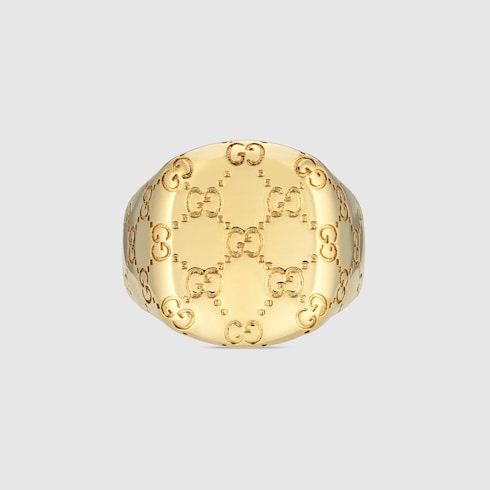 GG motif signet ring - gold-toned brass