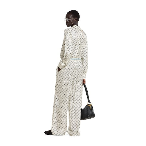 Printed silk twill shirt - white