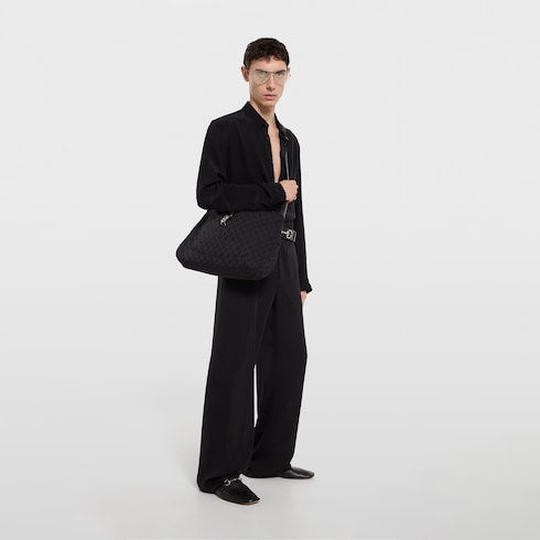 Gucci Jackie 1961 large crossbody bag - black GG canvas