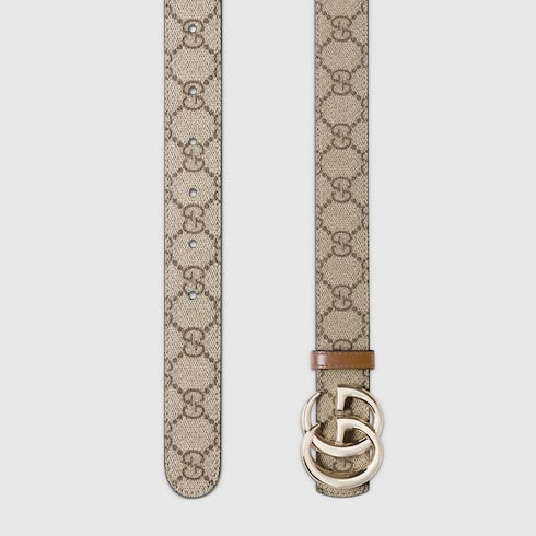 Reversible GG Marmont belt - beige Supreme and brown leather