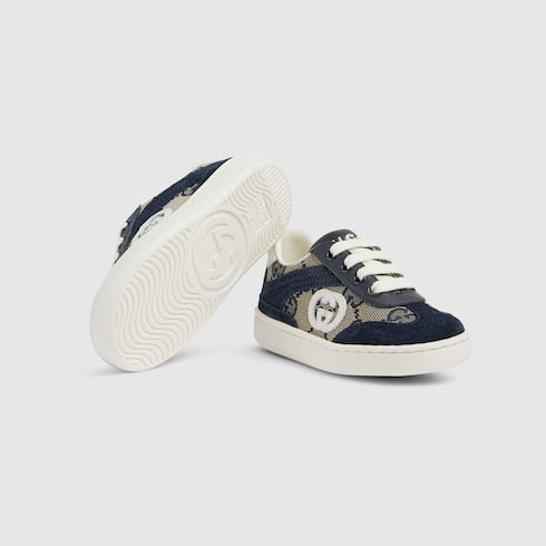 Toddler G74 sneaker - beige and blue GG canvas