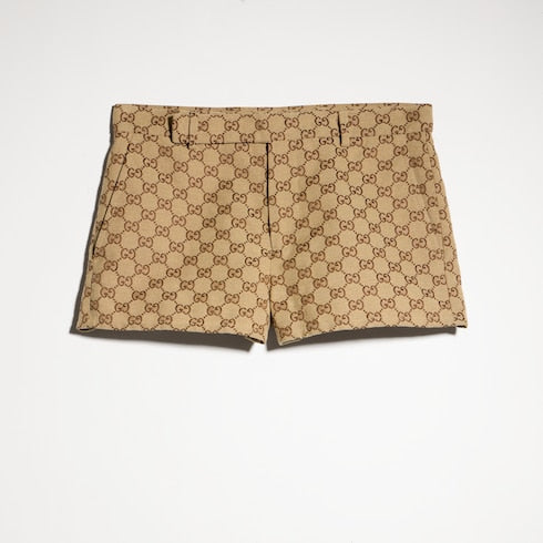 GG canvas short - camel and ebony