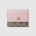 Bi-color GG Marmont mini wallet - pink leather
