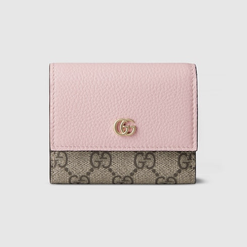 Bi-color GG Marmont mini wallet - pink leather