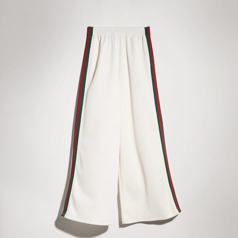 Rib cotton jersey leisure pants with Web - white