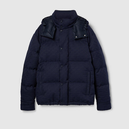 GG canvas down jacket - dark blue