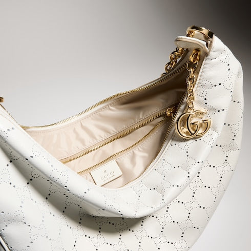 Lady Lunetta Chain medium shoulder bag - white GG leather