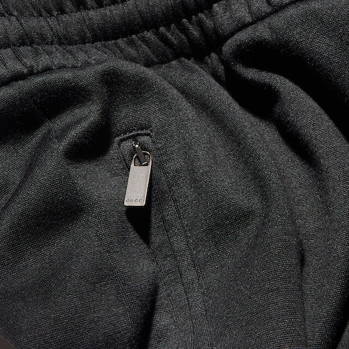 Silk cotton jersey sportswear pants - black