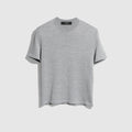Cropped knit wool silk blend T-shirt - grey
