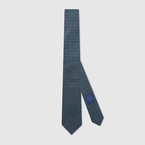 Interlocking G silk jacquard tie - blue